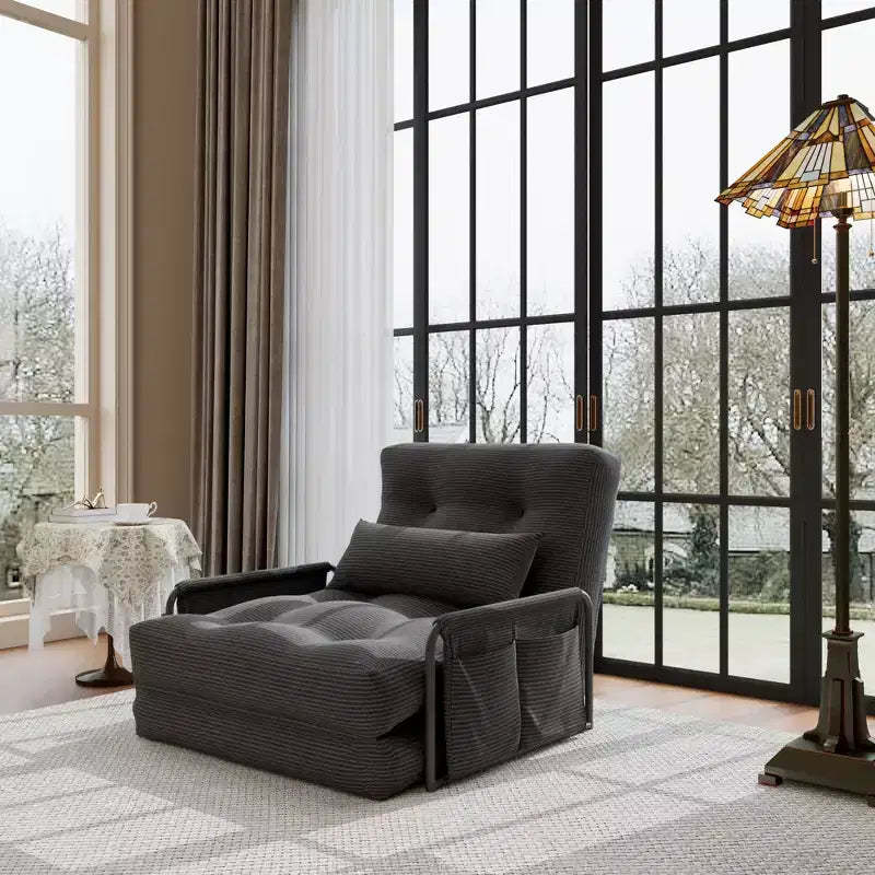 ALAULM Single-Seat Folding Sofa Bed, 2-in-1 Folding Couch Bed with Pillows, Adjustable Backrest, Armrest and Storage bag