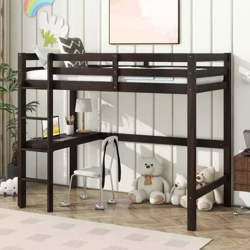 MAYEERTY King Loft Bed Under-Bed Storage Space-Saving Heavy-Duty Metal