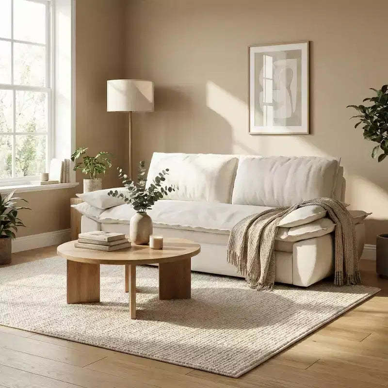 FurnitureR Velvet Convertible Sofa Bed, 3-Seater Pull-Out Sleeper Couch, 3-in-1 Foldable Sofa for Living Room Apartment, Beige
