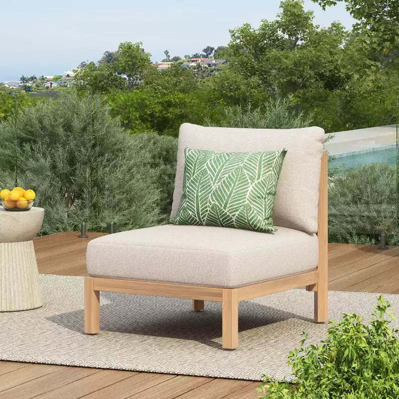 ModernLuxe 1/2-Piece Patio Chair Acacia Wood Outdoor Club Chairs, Rope-Woven Deep Seat with Waterproof Cushion, Light Teak+Beige