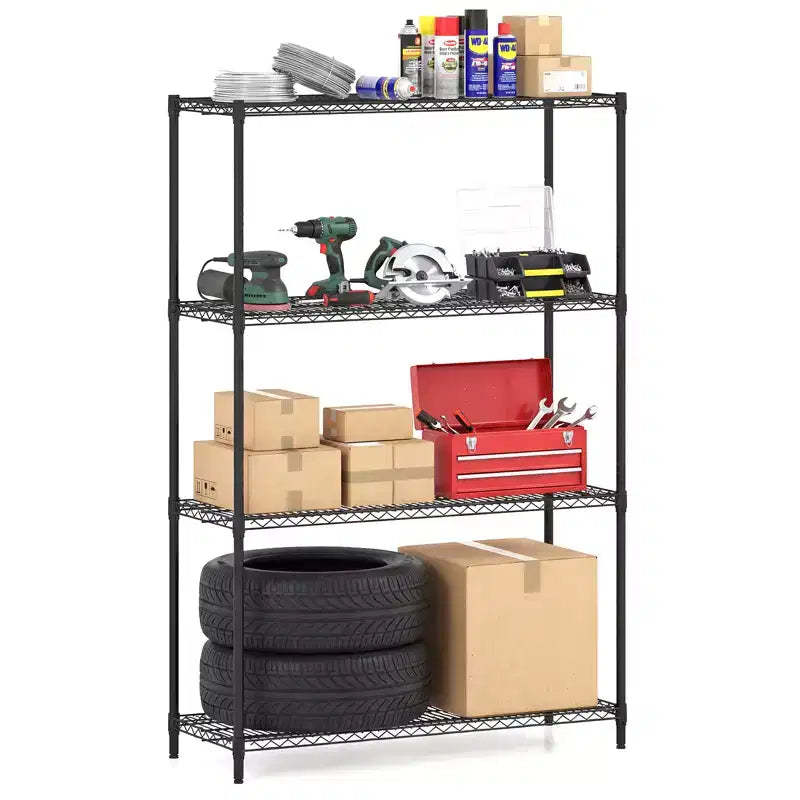 Gymax 4-Tier Storage Shelving Unit Adjustable Utility Storage Shelf w/ V-Shaped Wire Rack