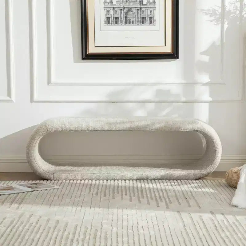 GDFStudio Sofia Modern Hollow Chenille Upholstered Bench