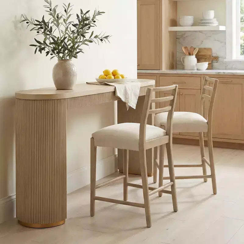 Christopher Knight Home Daniel 3 Piece Farmhouse Rubberwood Upholstered Counter Height Dining Chairs with Fluted Table