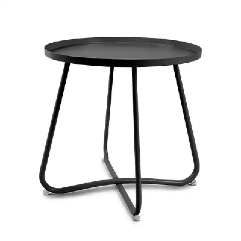 AEELLEEA Round Outdoor Side Table, Modern Metal Patio Snack Table, Small Coffee Table for Living Room Balcony Yard Porch, Black