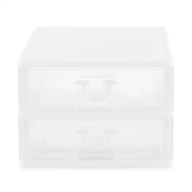 Gracious Living 2-Drawer Desktop and Countertop Organizer Drawer Set, Desk Organization Drawers, White/Clear