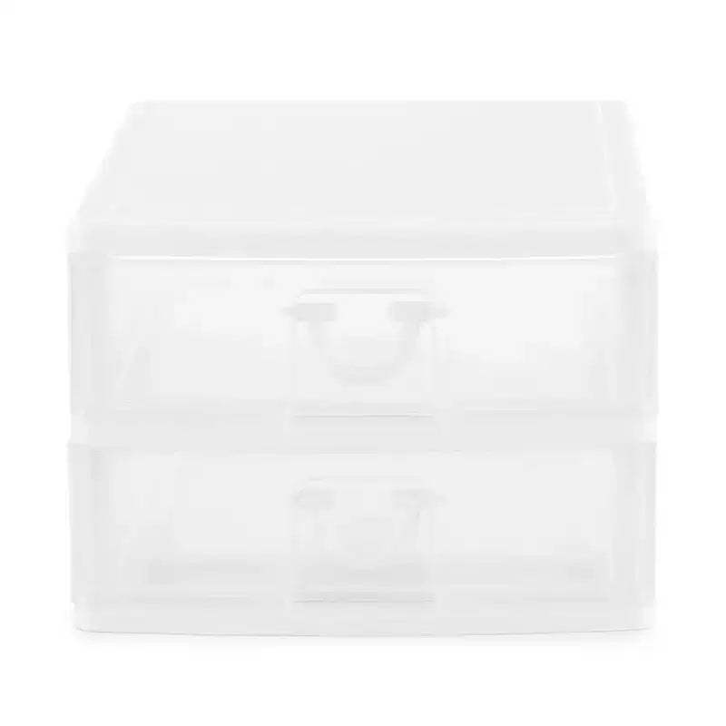 Gracious Living 2-Drawer Desktop and Countertop Organizer Drawer Set, Desk Organization Drawers, White/Clear