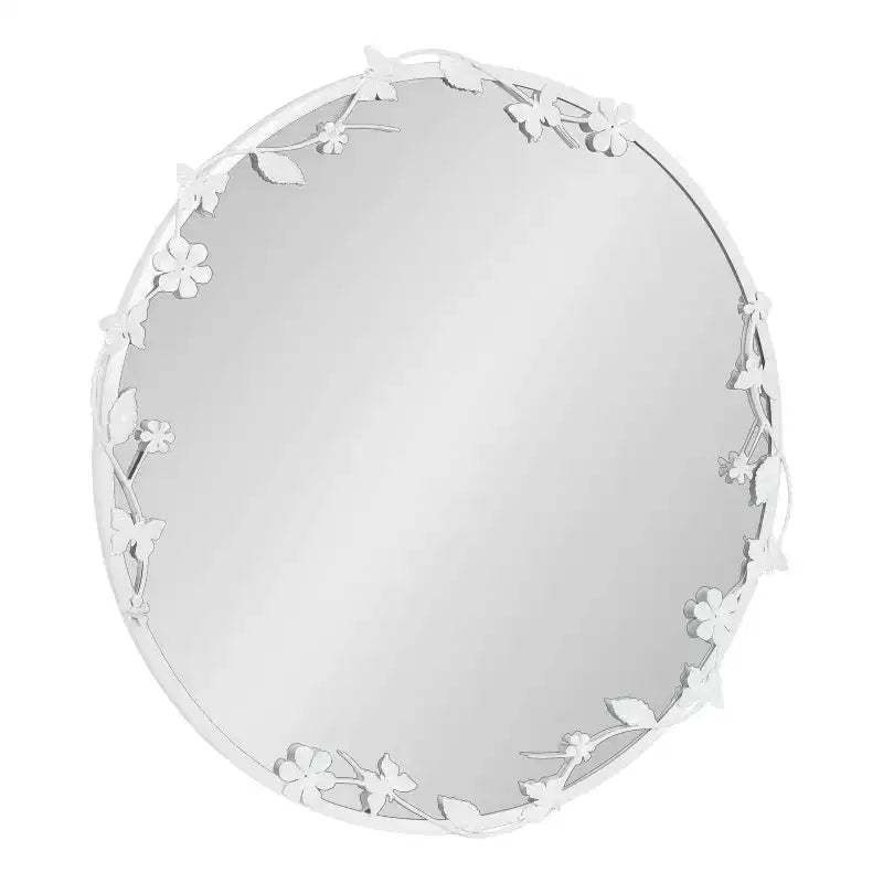 Kate and Laurel Rosella Floral Wall Mirror Metal, White, 26x26