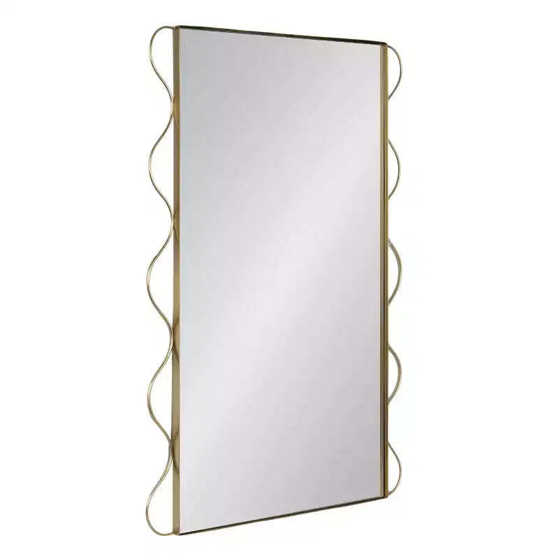 Kate and Laurel Wriggle Wavy Wall Mirror Metal, Gold, 24x36