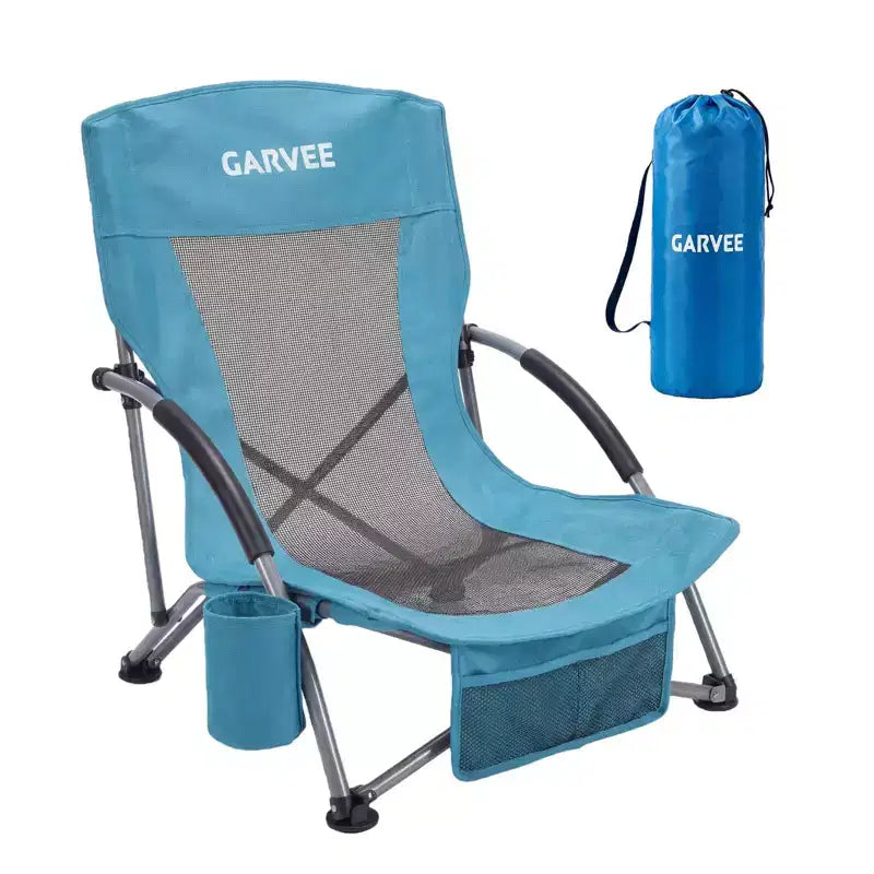 Extra Wide Lightweight Low Beach Chair, Foldable Design with Convenient Storage for Camping, Beach Trips and Travel