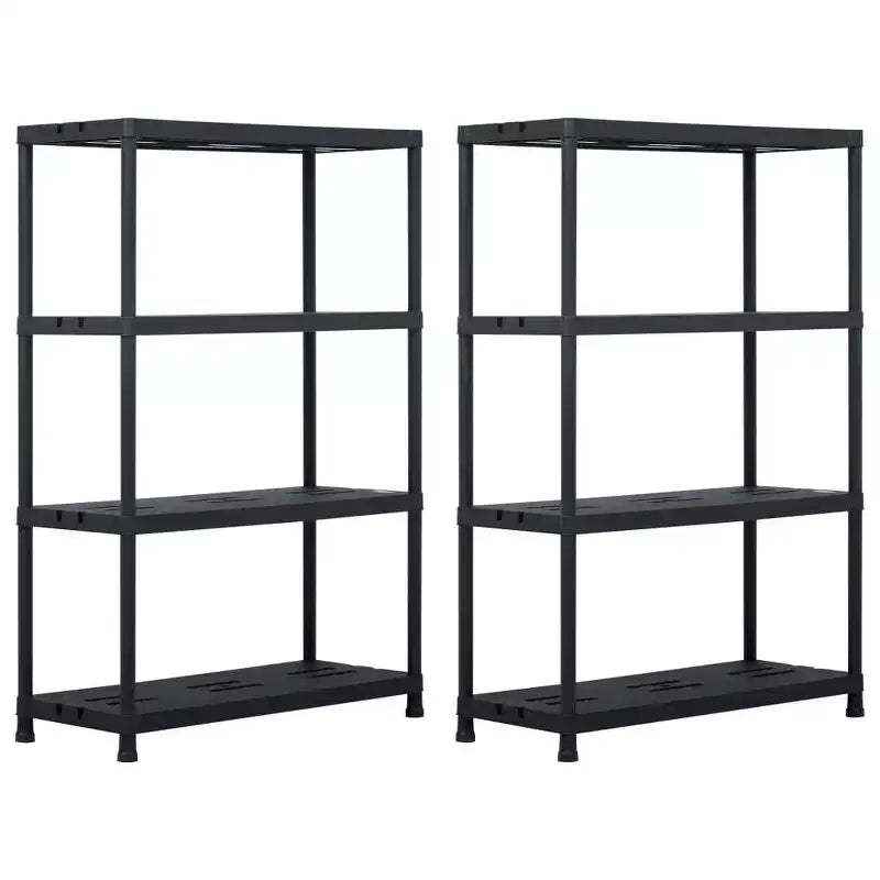 vidaXL Storage Shelf Racks 2 pcs Black 485 lb 35.4x15.7x54.3 Plastic