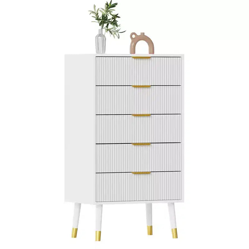 COZONY Fluted 5-Drawer Storage Chest, Modern Bedroom Dresser with Wood Frame, Compact Organizer for Living Spaces