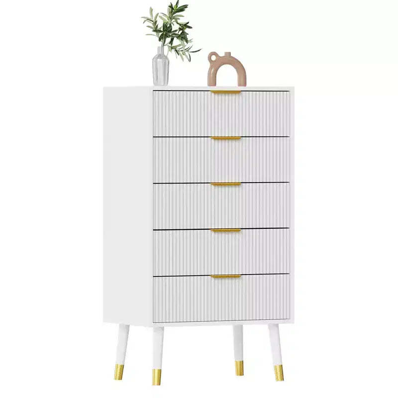 COZONY Fluted 5-Drawer Storage Chest, Modern Bedroom Dresser with Wood Frame, Compact Organizer for Living Spaces