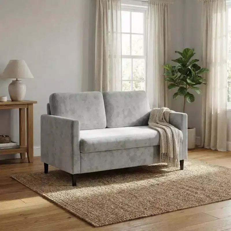 51 Loveseat Sofa, Breathable Faux Linen 2-Seater Couch w/ Wide Backrest & Padded Seats, Compact Wood Frame for Small Spaces & Apartment