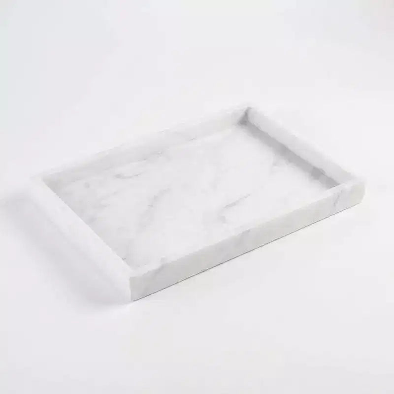 Elegant Natural Marble Jewelry Tray Organizer, Mom's Day Gift Genuine Marble Stone Tray for Vanity Bathroom Home Decor
