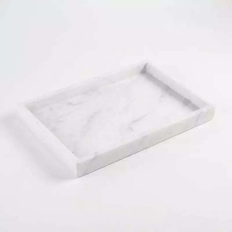 Elegant Natural Marble Jewelry Tray Organizer, Mom's Day Gift Genuine Marble Stone Tray for Vanity Bathroom Home Decor