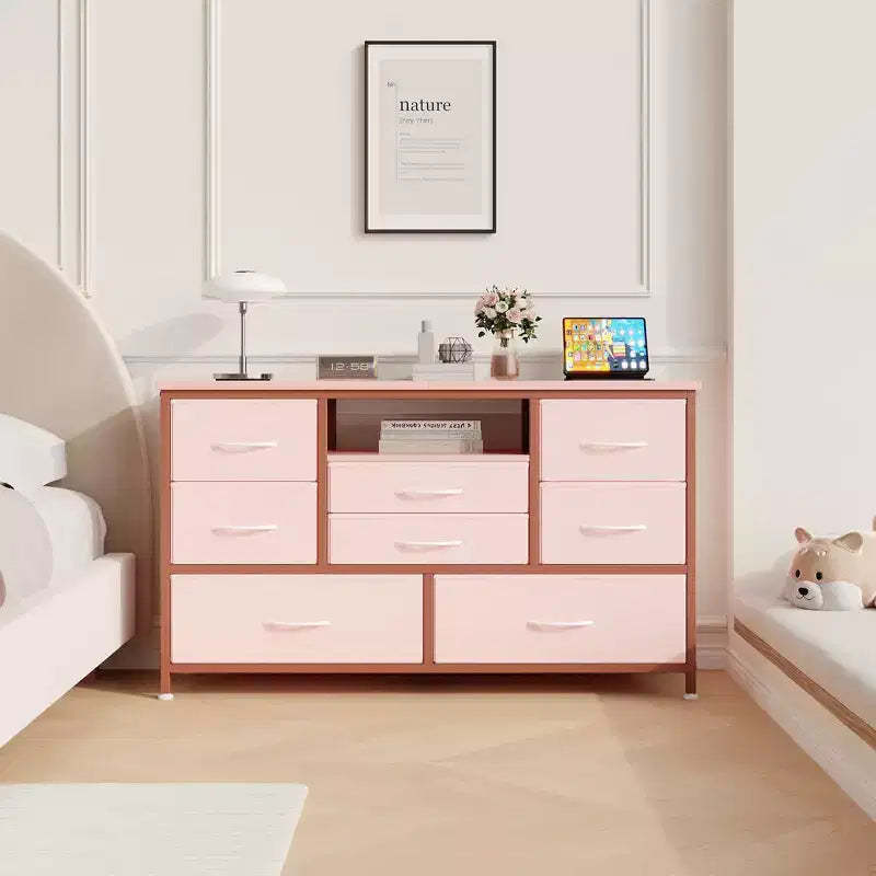 8-Drawer Dresser TV Stand with Built-in Power Outlet & 20-Color LED Lights, Wide Storage Chest for TVs Up to 50 Inches