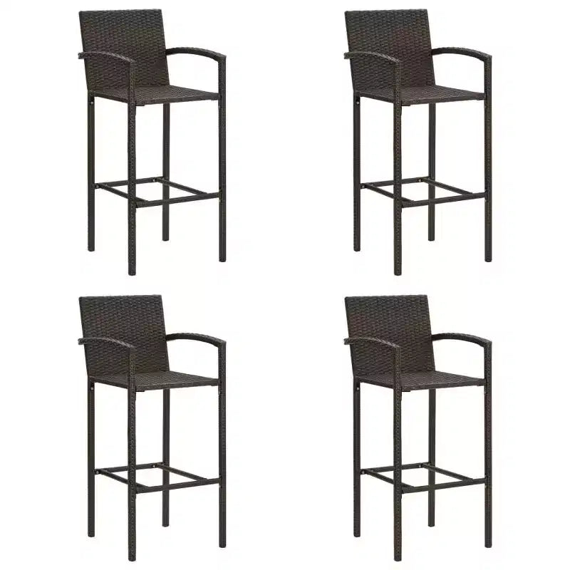 vidaXL Bar Stool Set of 2 Brown PE rattan, powder-coated steel Standard