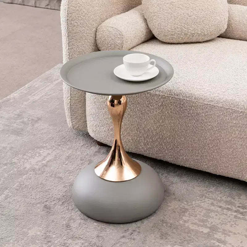Mermaid Tail Round Metal Pedestal Table, Modern Minimalist Accent Side Table Drink Martini Table for Small Spaces