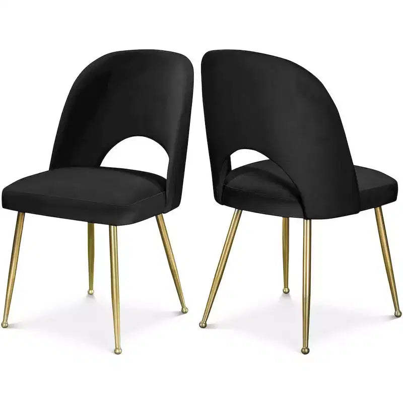 Meridian Furniture Logan Black Velvet Dining Chair, Set of 2