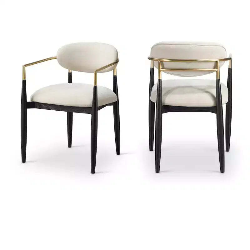 Meridian Furniture Riccio Cream Performance Fabric Upholstered Dining Arm Chair, Set of 2