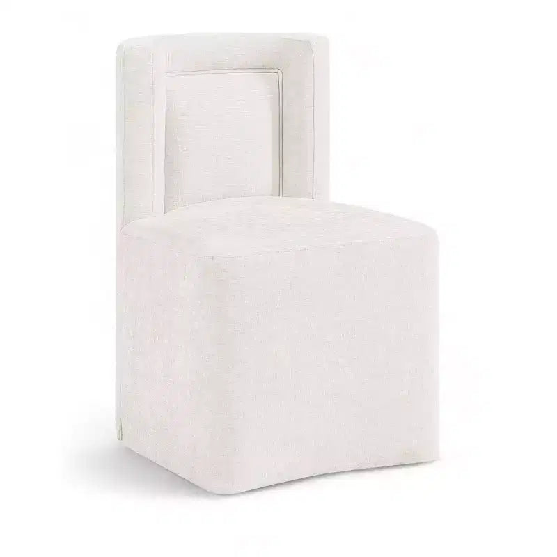Meridian Furniture Duvina Cream Chenille Performance Fabric Upholstered Dining Chair