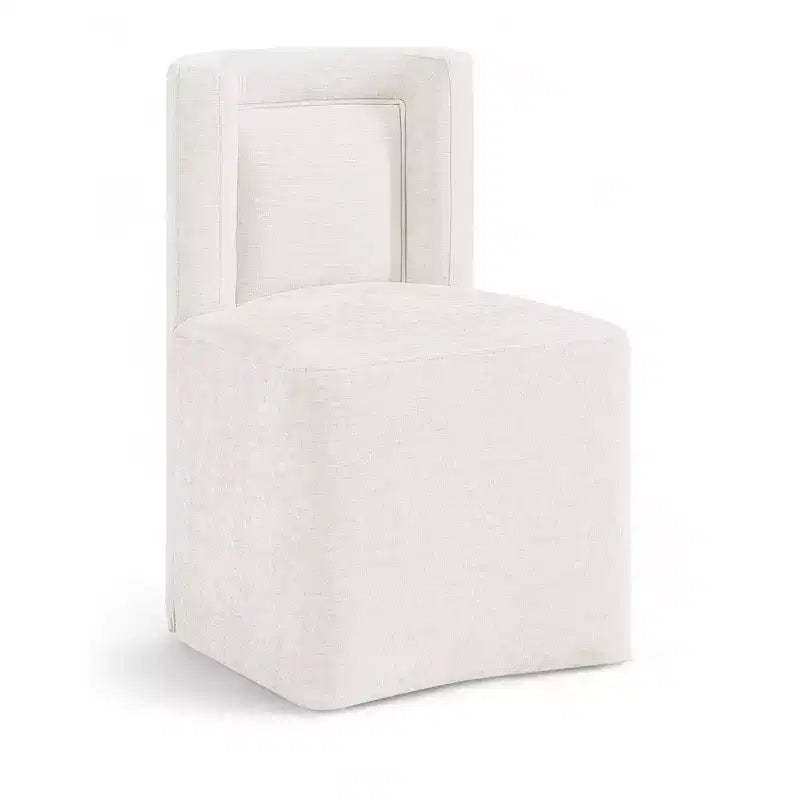 Meridian Furniture Duvina Cream Chenille Performance Fabric Upholstered Dining Chair