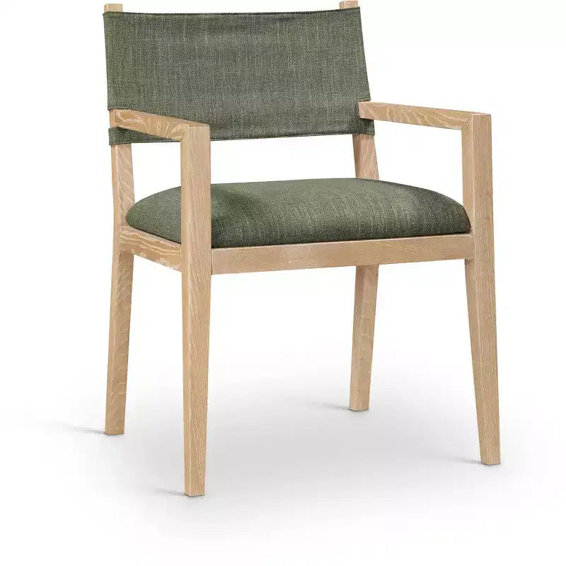 Meridian Furniture Avon Olive Linen Textured Fabric Dining Arm Chair