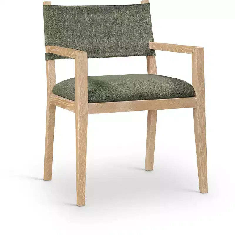Meridian Furniture Avon Olive Linen Textured Fabric Dining Arm Chair
