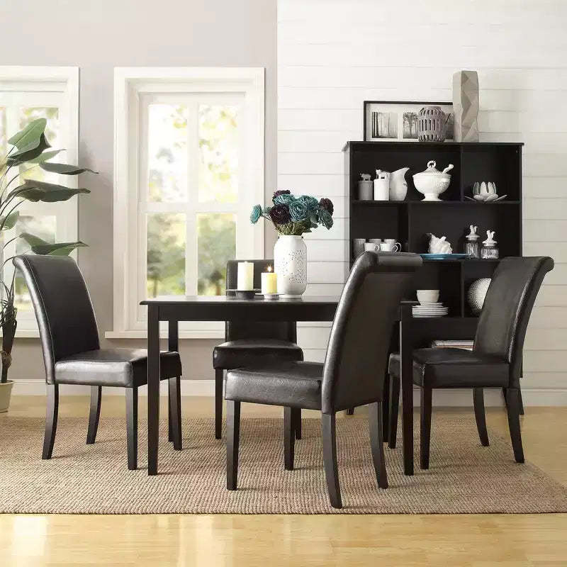 Salido Dining Set - 5-Piece - Black Vinyl - iNSPIRE Q