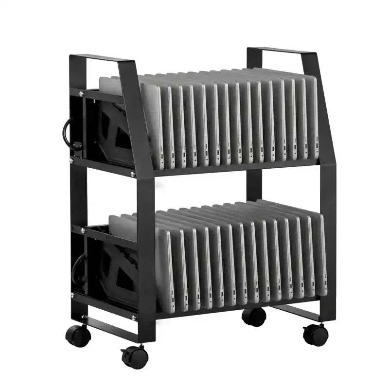 VEVOR Laptop Charging Cart, 32 Devices Mobile Open Charging Station with Wheels, for Tablet and Laptop Up to 15.6 in Screen Size, Black