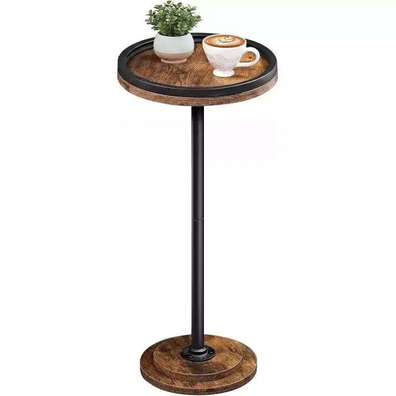 ALUCSET Small Round Side Table, Drink Table, Coffee Martini Table with Pedestal Accent for Small Spaces in Living Room, Bedroom, Sofa Couch