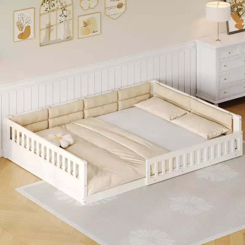 FAMYYT Full Size Wood Platform Bed?With Guardrail, Pillow, Easy Assembly