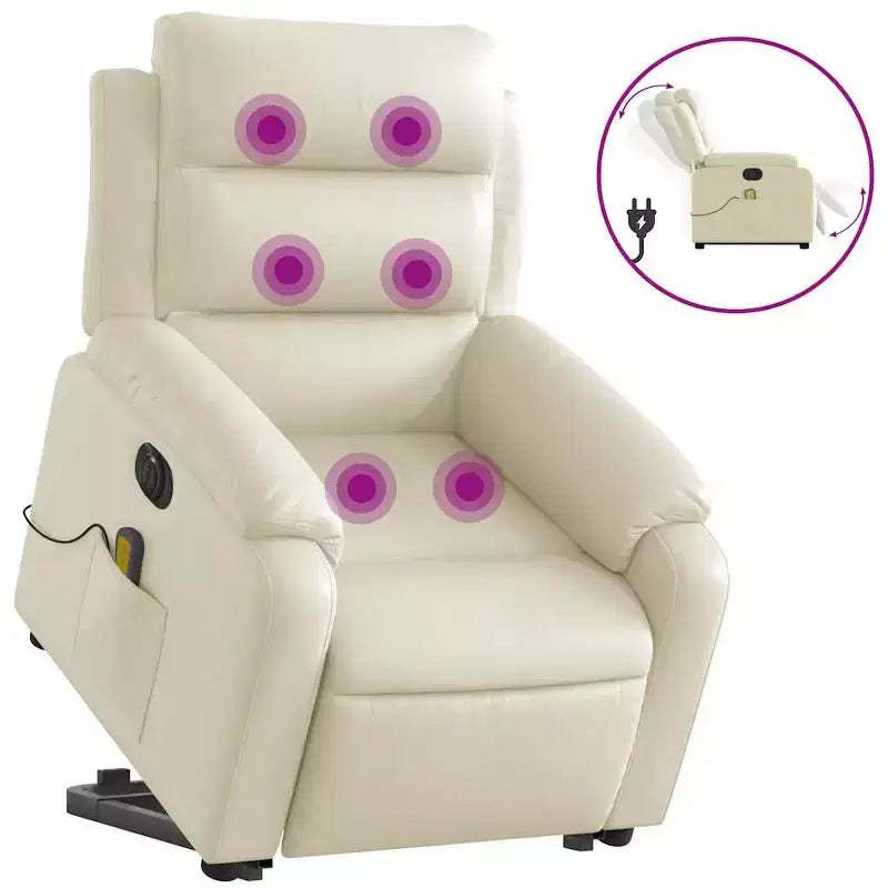 vidaXL Stand Up Massage Recliner Chair Black Faux leather, metal, plywood