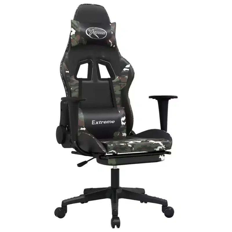 vidaXL Gaming Chair Black and Green Faux leather, metal, plywood, foam