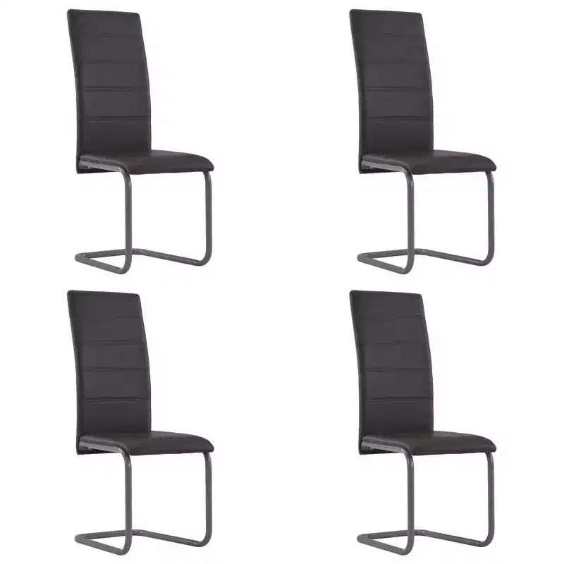 vidaXL Dining Chair Set of 4 Gray Faux Leather and Steel Standard