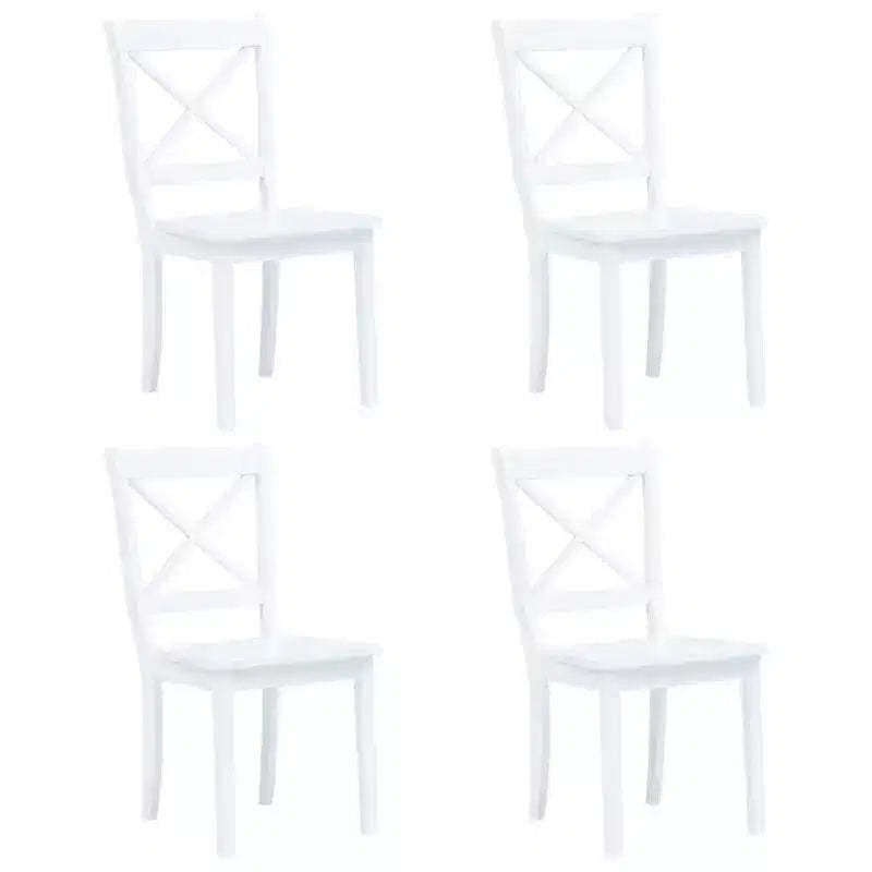 vidaXL Dining Chair Set of 4 White Solid rubber wood Standard