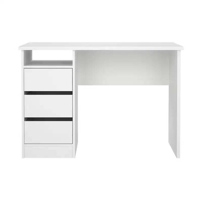 Tvilum, Wes Home Office Writing Desk with 3 Drawers and Open Shelf, White