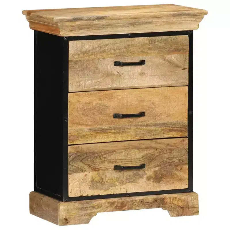 vidaXL Chest Of Drawers Natural wood with black iron accents