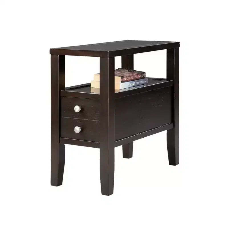 HomeRoots 24 Brown End Table With Two Drawers