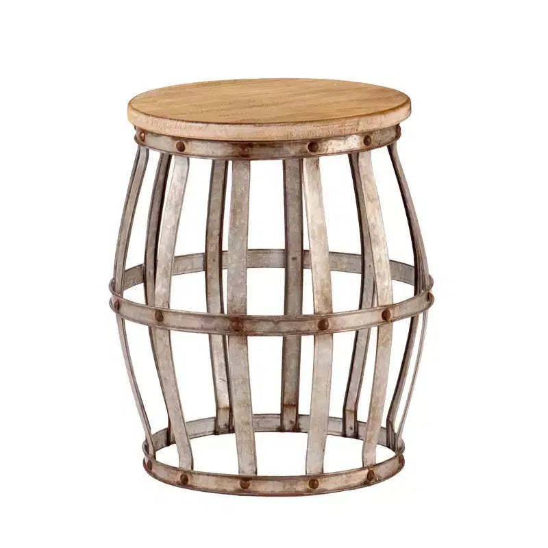 HomeRoots 18 Silver And Natural Manufactured Wood Round End Table