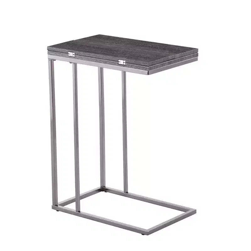 HomeRoots 25 Silver And Gray Expandable Rectangular End Table