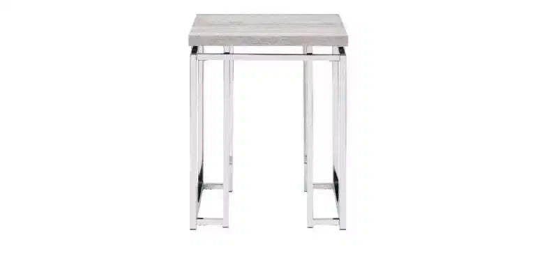 HomeRoots 24 Chrome And Natural Oak Manufactured Wood And Metal Square End Table