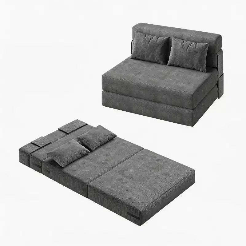 4-in-1 Folding Sofa Bed & Sleeper Chair w/ Pillow, 76 Convertible Fold Out Tufted Loveseat Couch, Floor Lounge Futon for Bedroom & Guest Room