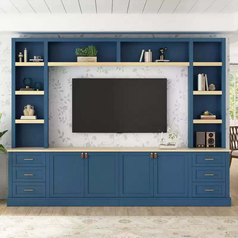 GDFStudio Lucas 102.3 Farmhouse 4-Piece Entertainment Center with Adjustable Shelves