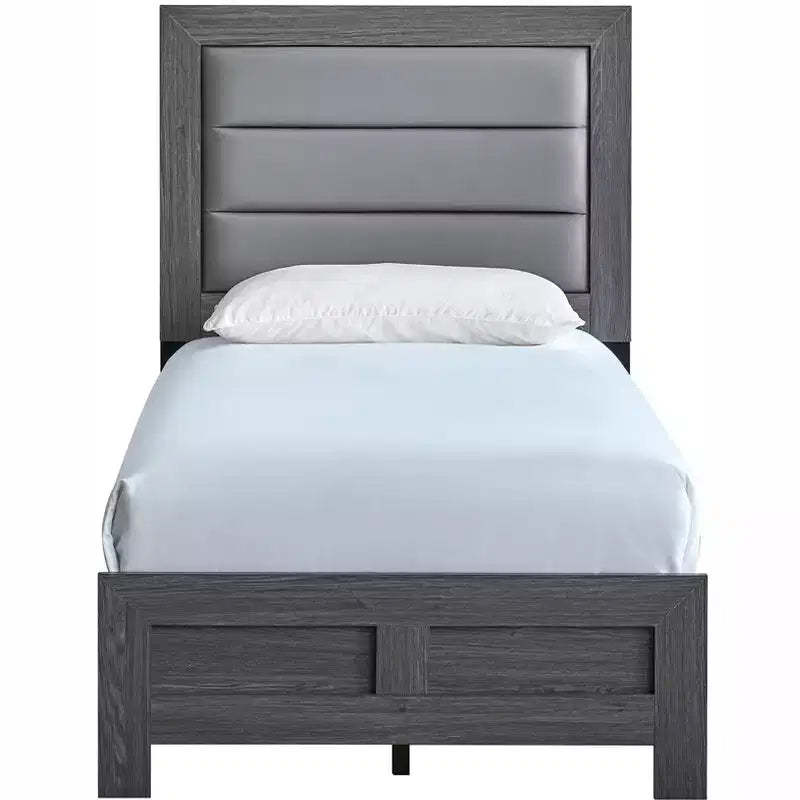 Passion Furniture Plano Gray Wood Frame Twin Panel Bed