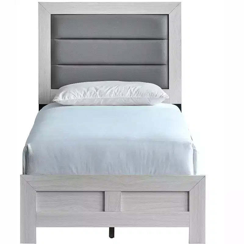 Passion Furniture Plano Beige Wood Frame Twin Panel Bed