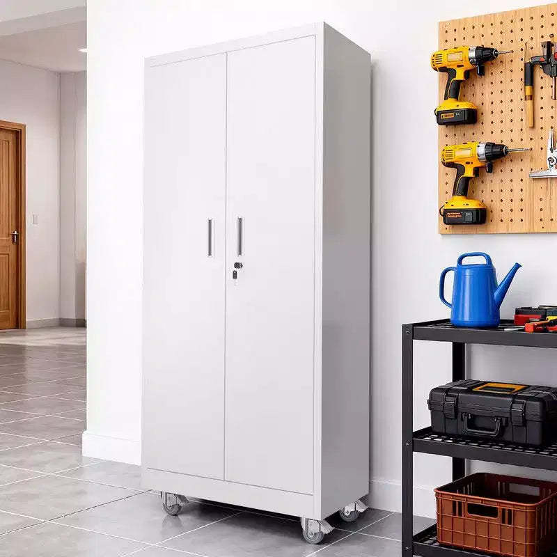 70.8'' White Tool Storage Cabinet With Wheels