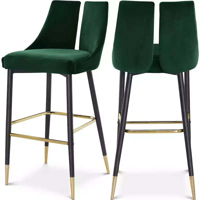 Meridian Furniture Sleek Velvet Bar Height Stool, Set of 2
