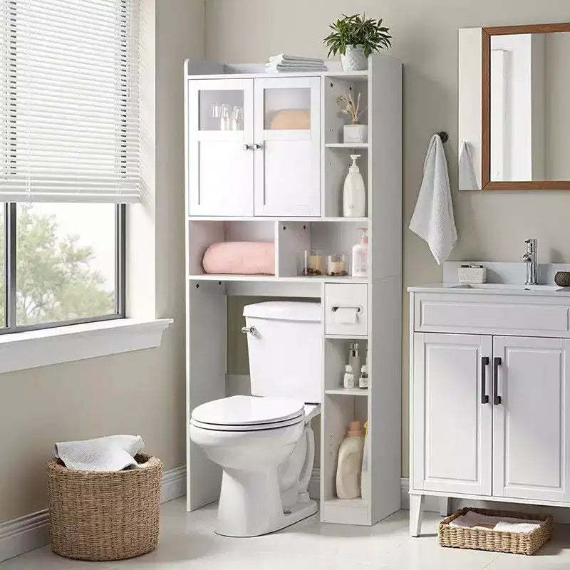 White Toilet Cabinet Rack