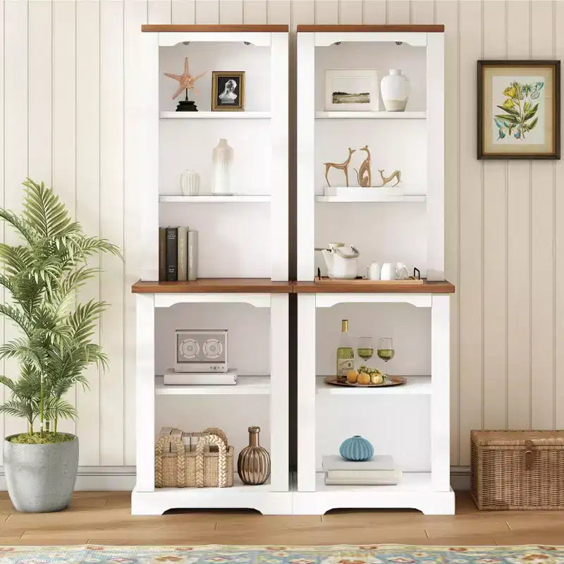 GDFStudio Louisa Freestanding Storage Cabinet with Curved Design and Open ShelvesSet of 2